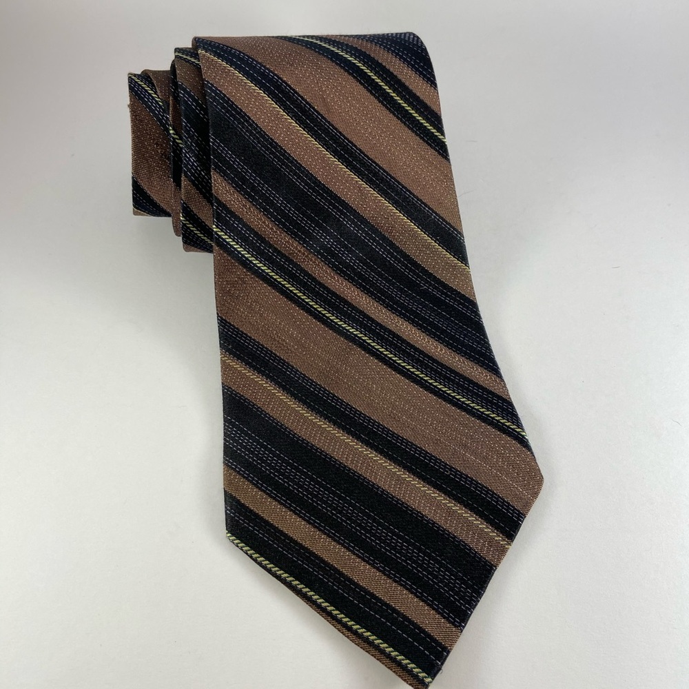 CTR silk tie brown with diagonal stripes